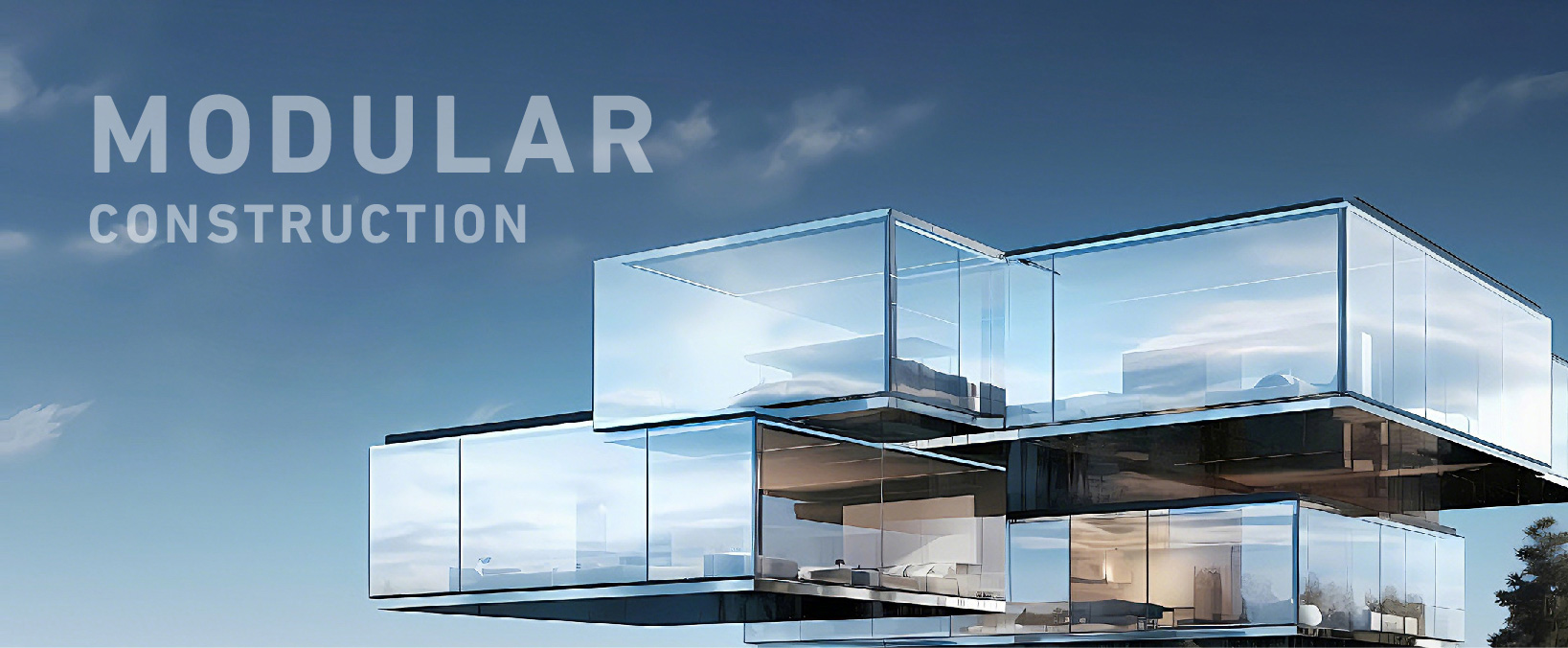 Modern glass modular building